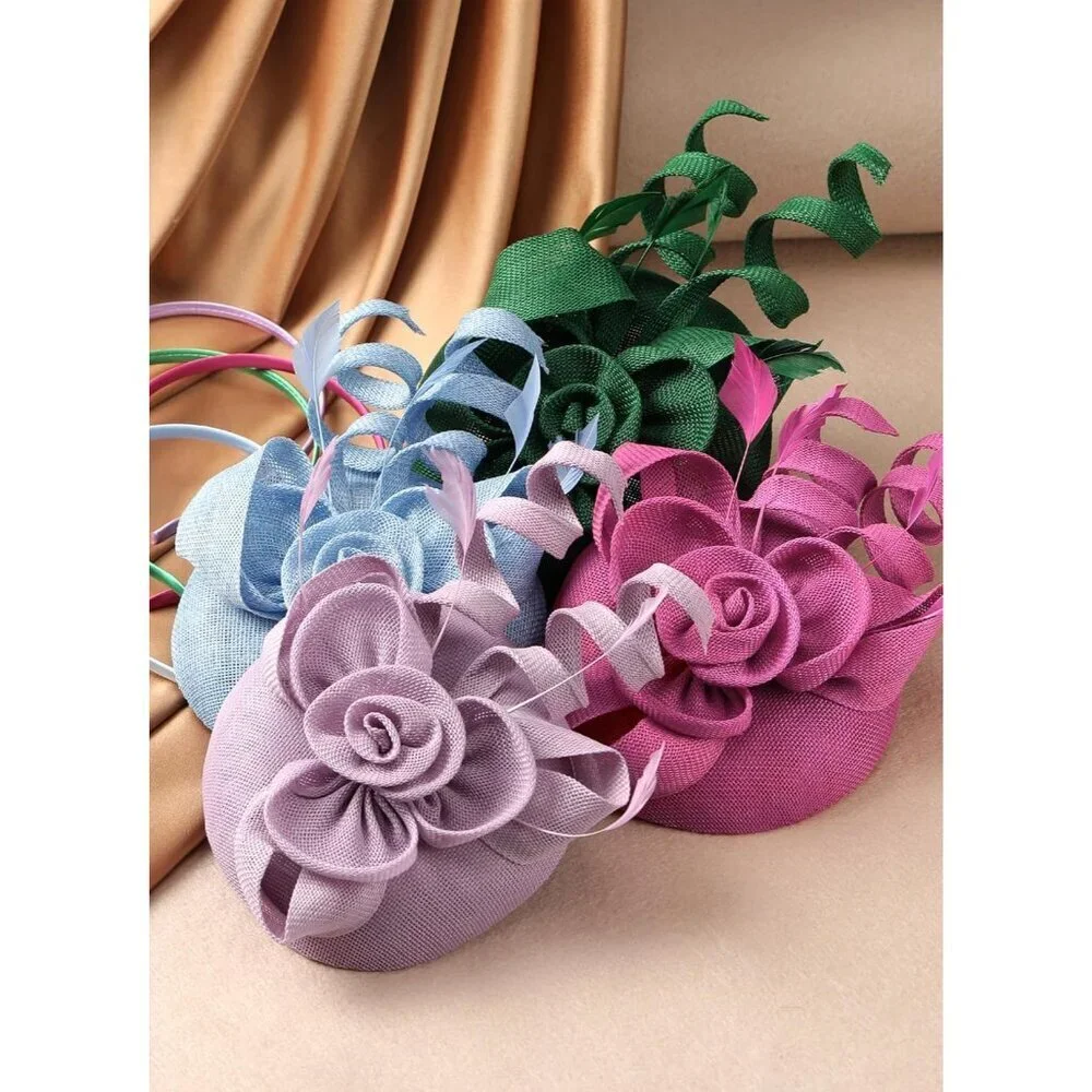 Vintage Victorian Feather Hat Tea Party Fascinator Hair Clip Women